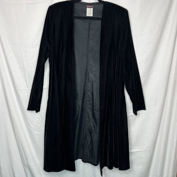 Vintage Fredericks‎ Of Hollywood Black Jacket Evening Overcoat Cardigan Velvet L - Picture 1 of 8